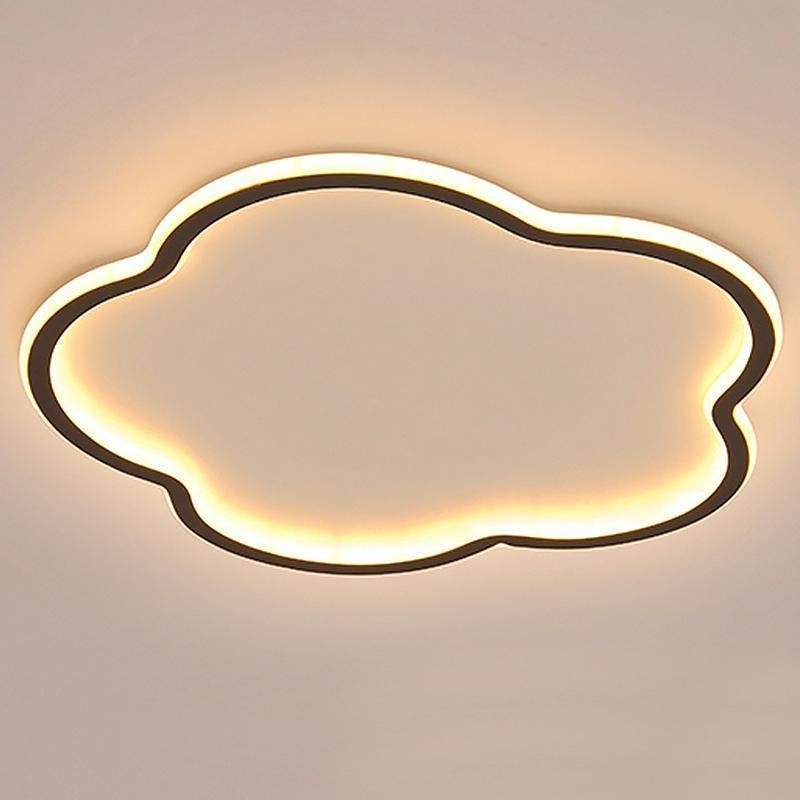 Cloud Shaped White & Black LED Flush Mount Ceiling Light – Modern Flower Design