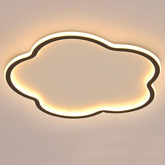 Cloud Shaped White & Black LED Flush Mount Ceiling Light – Modern Flower Design