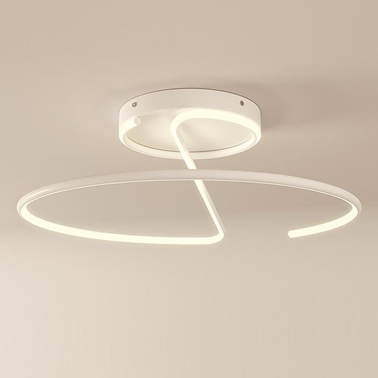 16" Wire-Inspired Circular Modern LED Semi-Flush Mount Ceiling Light
