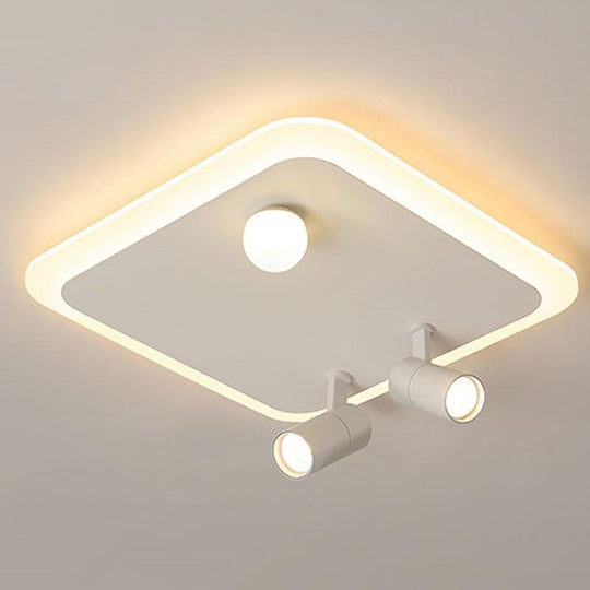 Rectangular Square Dimmable Flush Mount LED Light with Adjustable Spotlights