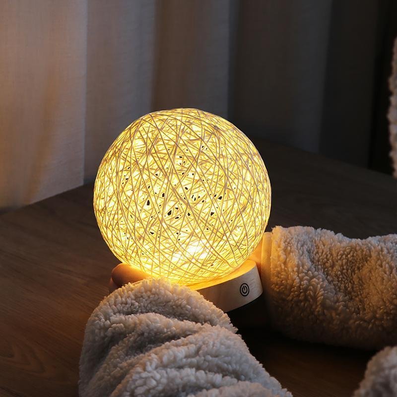 6'' LED Natural Rattan Wicker Shade Table Lamp