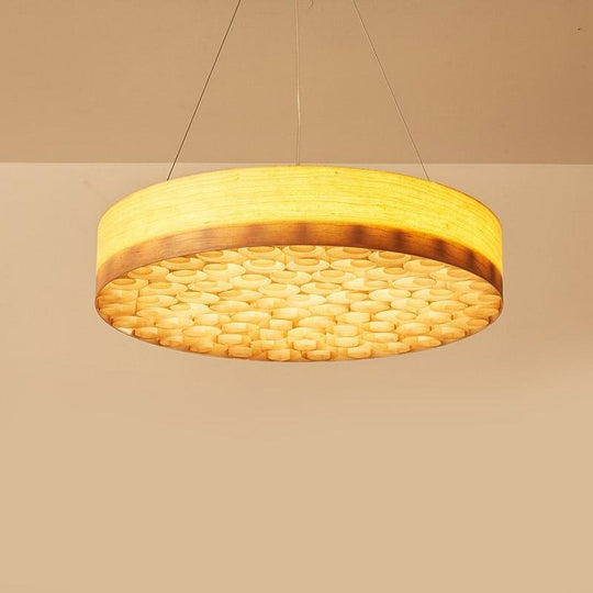 24'' Large Burlywood Drum Pendant Ceiling Light