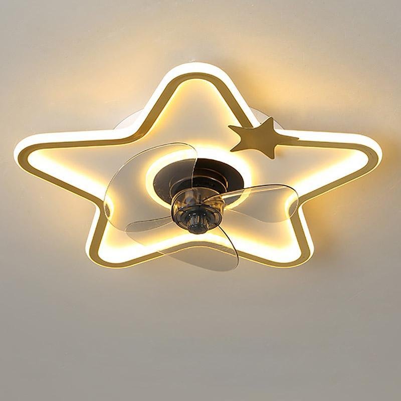 Star Shaped LED Flush Mount Ceiling Fan with Remote for Kids Room