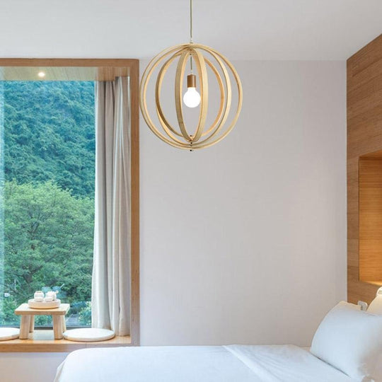 Curvy Multipart Light Brown Boho Pendant Light with an Exposed LED Light