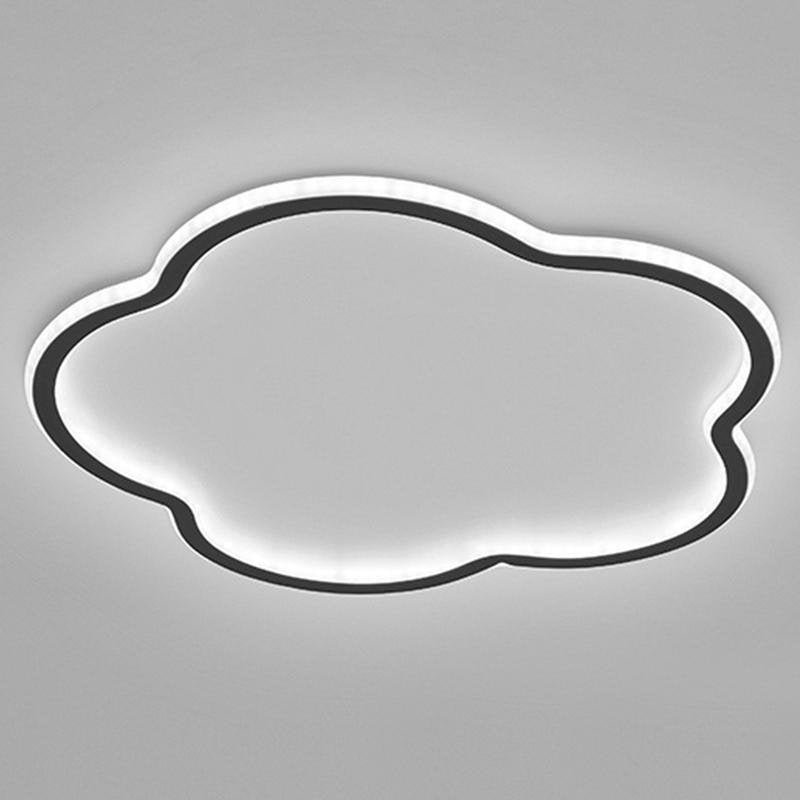 Cloud Shaped White & Black LED Flush Mount Ceiling Light – Modern Flower Design