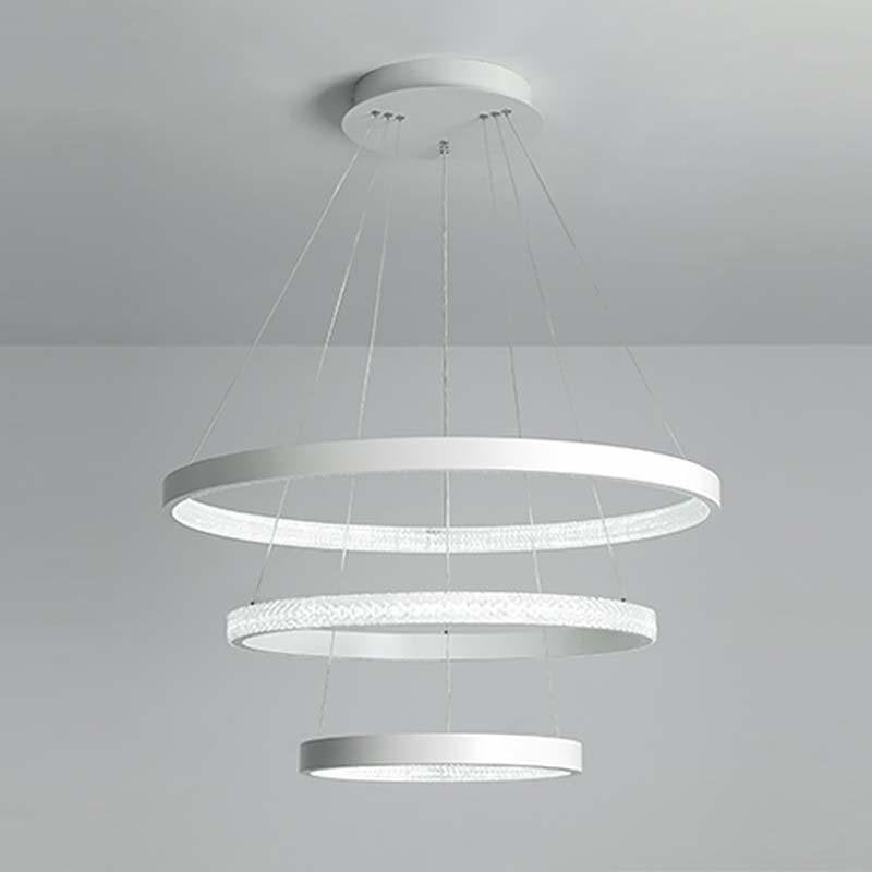 Round 3-Ring Modern LED Chandelier – Adjustable Hanging Design