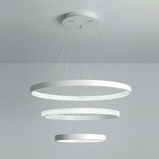 Round 3-Ring Modern LED Chandelier – Adjustable Hanging Design