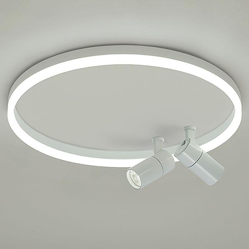 16" Round Dimmable Flush Mount Ceiling Light with 2 Rotatable Spotlights
