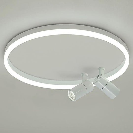 16" Round Dimmable Flush Mount Ceiling Light with 2 Rotatable Spotlights