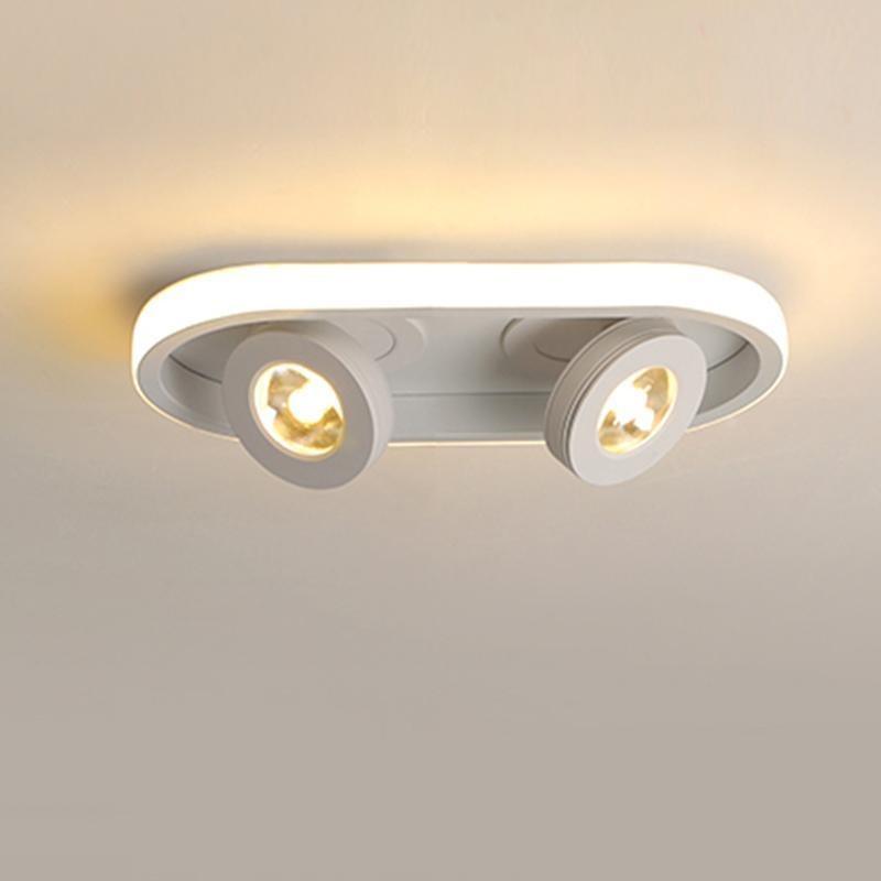 Rectangular Strip LED Flush Mount Ceiling Light with 2 Adjustable Spotlights