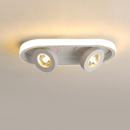 Rectangular Strip LED Flush Mount Ceiling Light with 2 Adjustable Spotlights