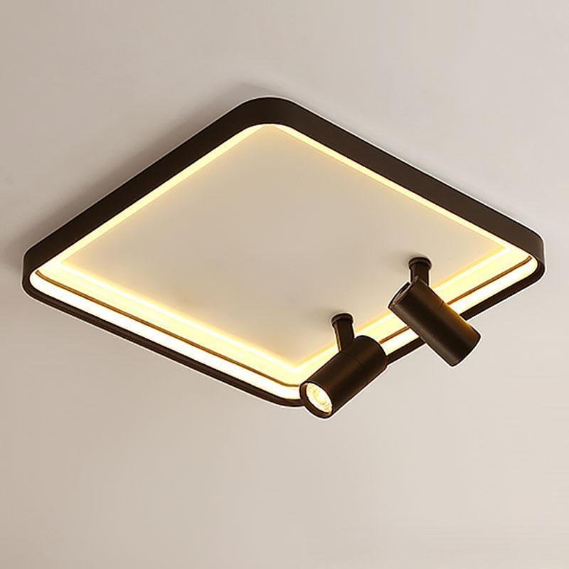 16'' Square Dimmable Flush Mount LED Light with 2 Adjustable Spotlights