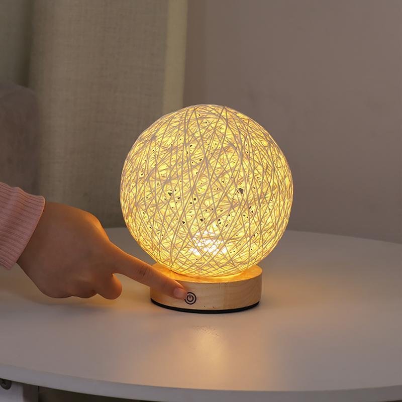 6'' LED Natural Rattan Wicker Shade Table Lamp