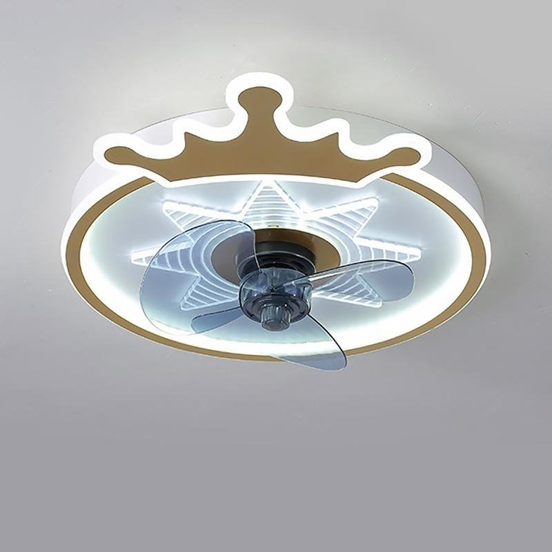 LED Crown Shaped Flush Mount Kids Ceiling Fan with Remote