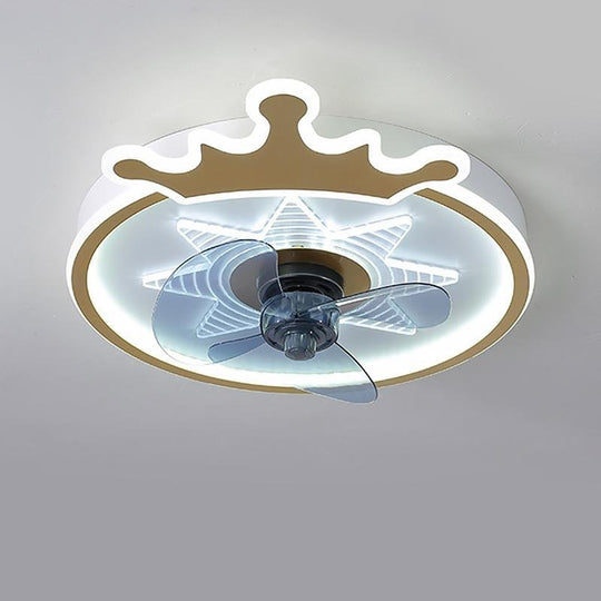 LED Crown Shaped Flush Mount Kids Ceiling Fan with Remote