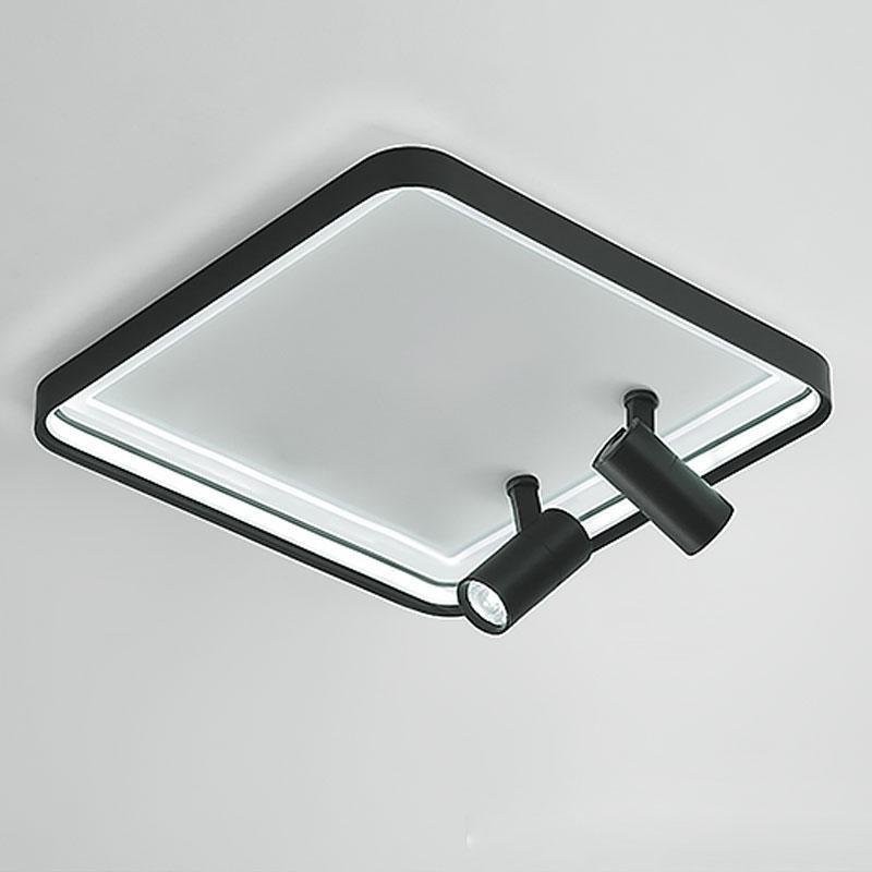 16'' Square Dimmable Flush Mount LED Light with 2 Adjustable Spotlights