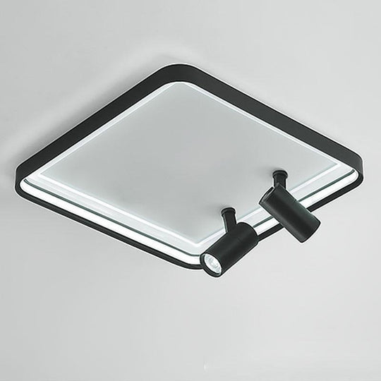 16'' Square Dimmable Flush Mount LED Light with 2 Adjustable Spotlights