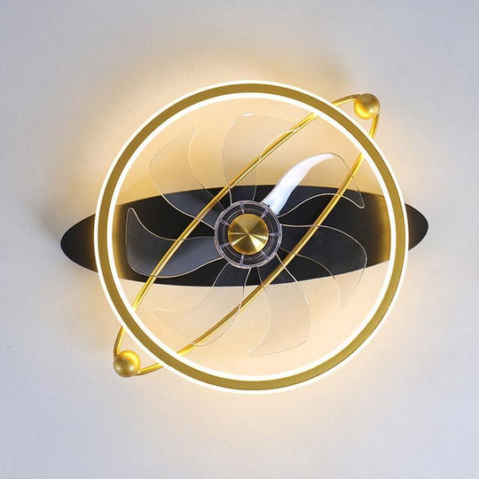 Gold Flush Mount Ceiling Fan with Remote and LED Light for Modern Spaces