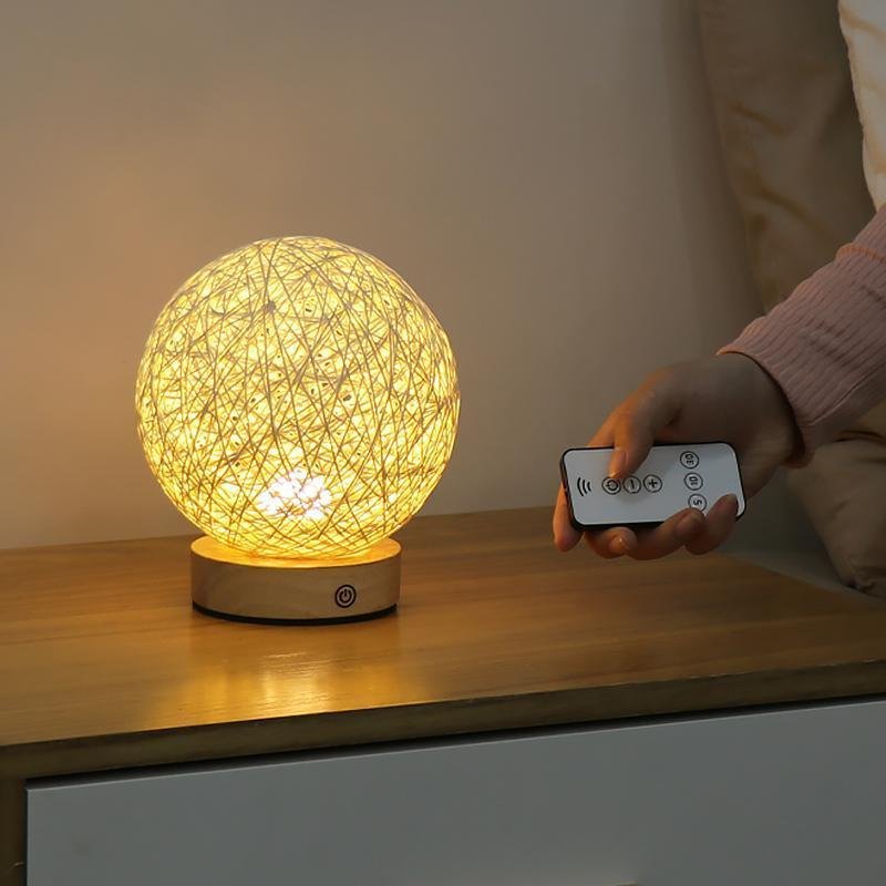 6'' LED Natural Rattan Wicker Shade Table Lamp