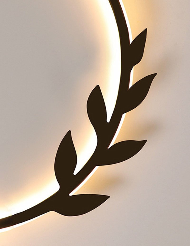 20'' Round Dimmable Black Flush Mount Ceiling Light with Leaf-Shaped Edge