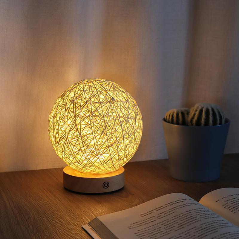 6'' LED Natural Rattan Wicker Shade Table Lamp