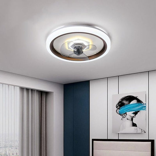 Round LED Modern Ceiling Fan with Remote Control