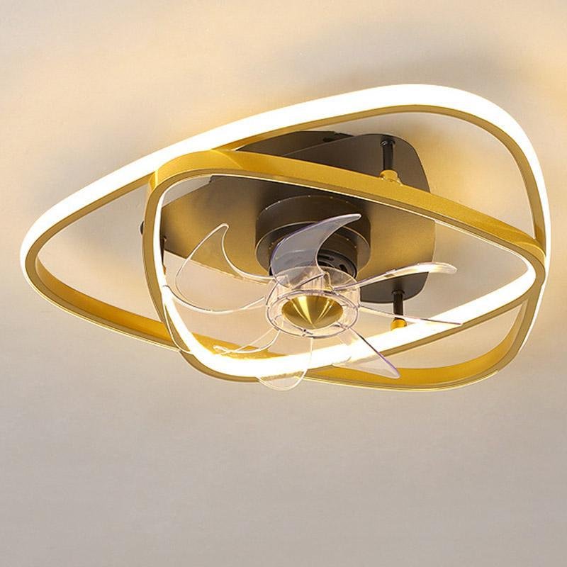 Gold Flush Mount Ceiling Fan with Remote and LED Light for Modern Spaces