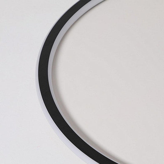 20'' Round Dimmable Black Flush Mount Ceiling Light with Leaf-Shaped Edge