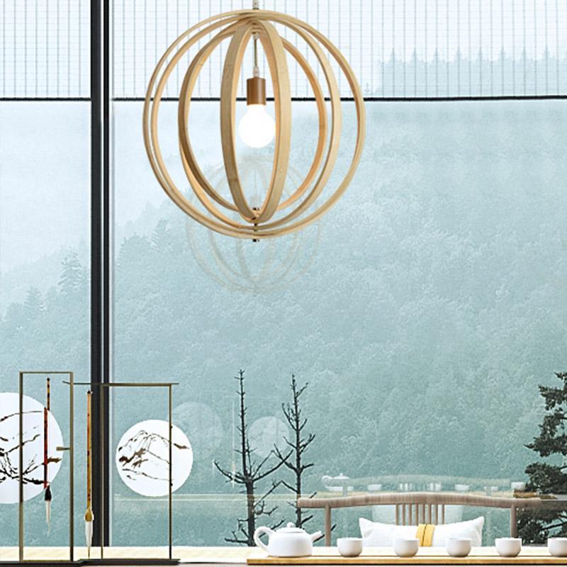 Curvy Multipart Light Brown Boho Pendant Light with an Exposed LED Light