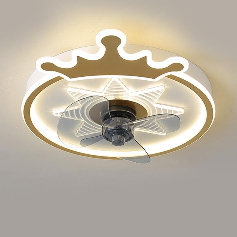 LED Crown Shaped Flush Mount Kids Ceiling Fan with Remote