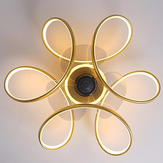 18'' Flower Shaped Modern Ceiling Fan with LED Light and Remote