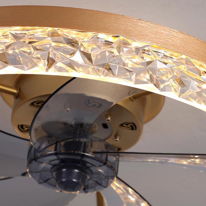 5-Blade Circular Rustic Flush Mount Ceiling Fan with LED Light