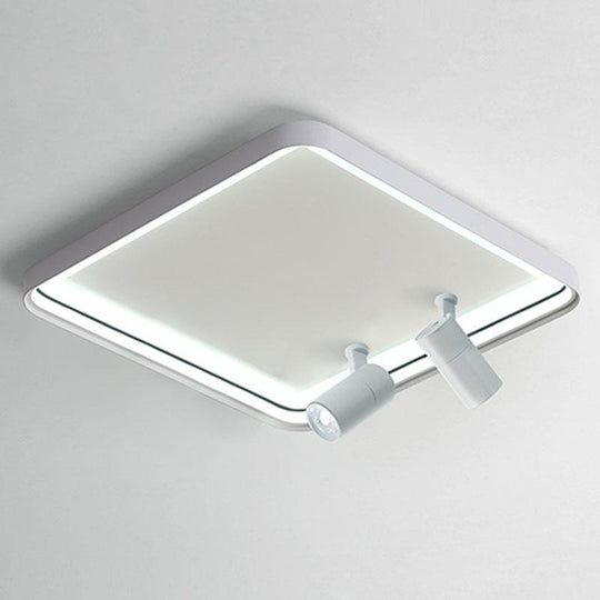 16'' Square Dimmable Flush Mount LED Light with 2 Adjustable Spotlights