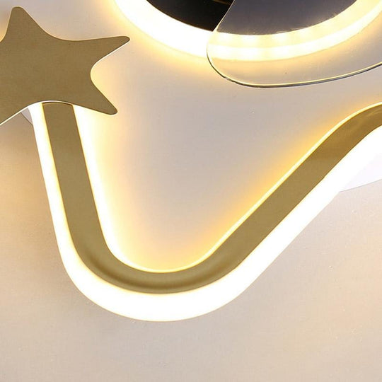 Star Shaped LED Flush Mount Ceiling Fan with Remote for Kids Room