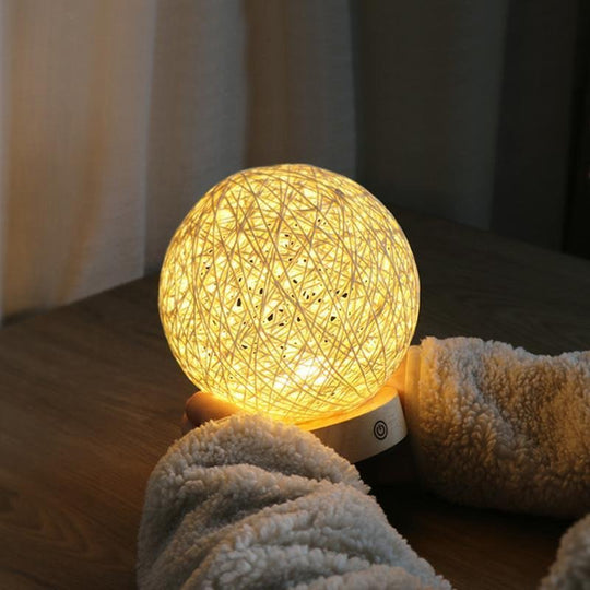 6'' LED Natural Rattan Wicker Shade Table Lamp