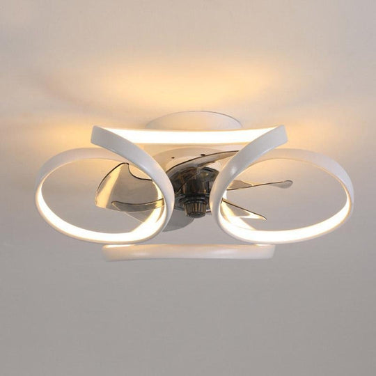 Flower LED Modern Flush Mount Ceiling Fan with Remote Control