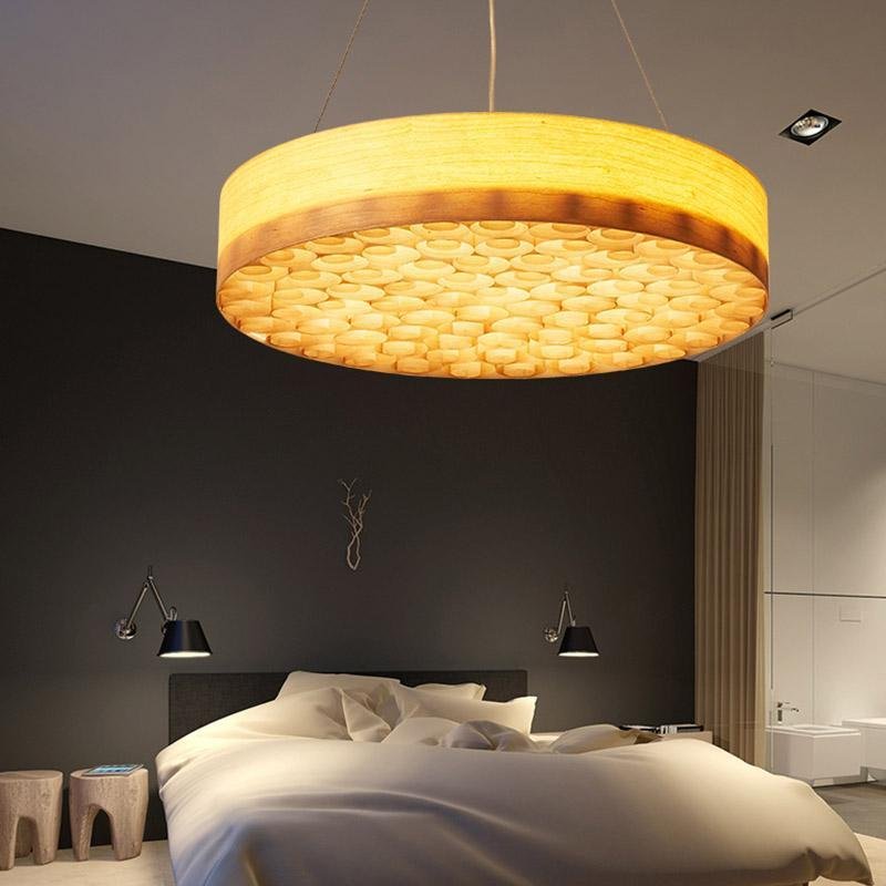 24'' Large Burlywood Drum Pendant Ceiling Light