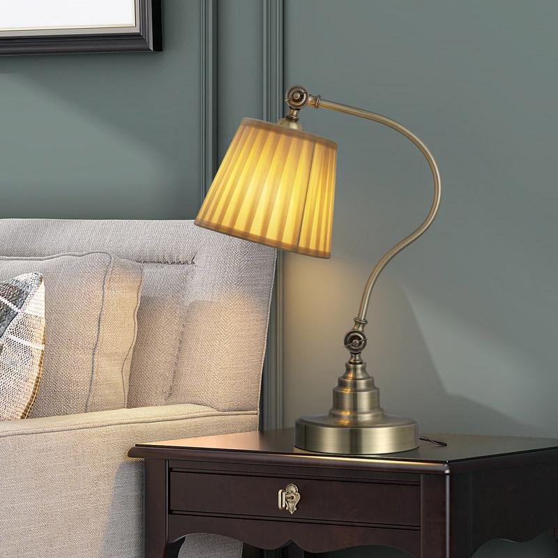 Industrial Empire-Style Metal Desk Lamp with Curved Arm