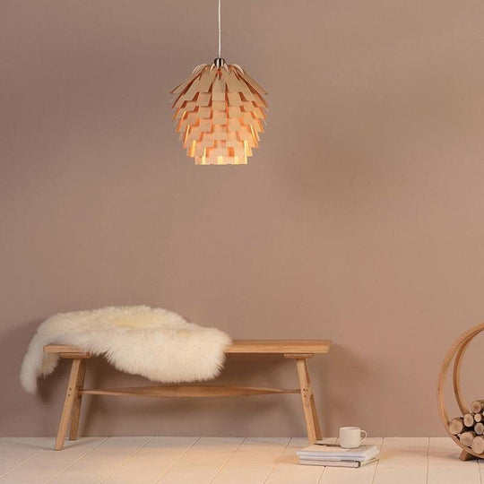 16'' Artistic Artichoke Wood Rustic Pendant Light