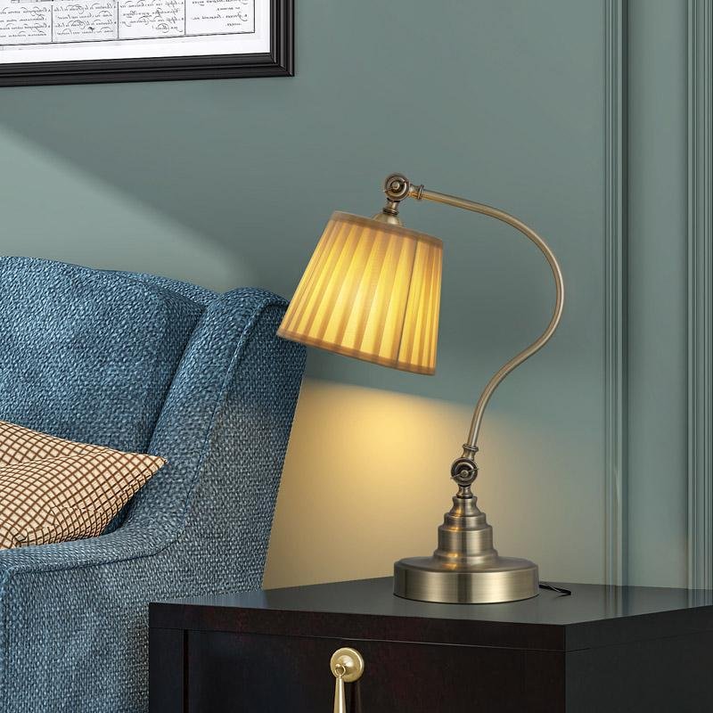 Industrial Empire-Style Metal Desk Lamp with Curved Arm