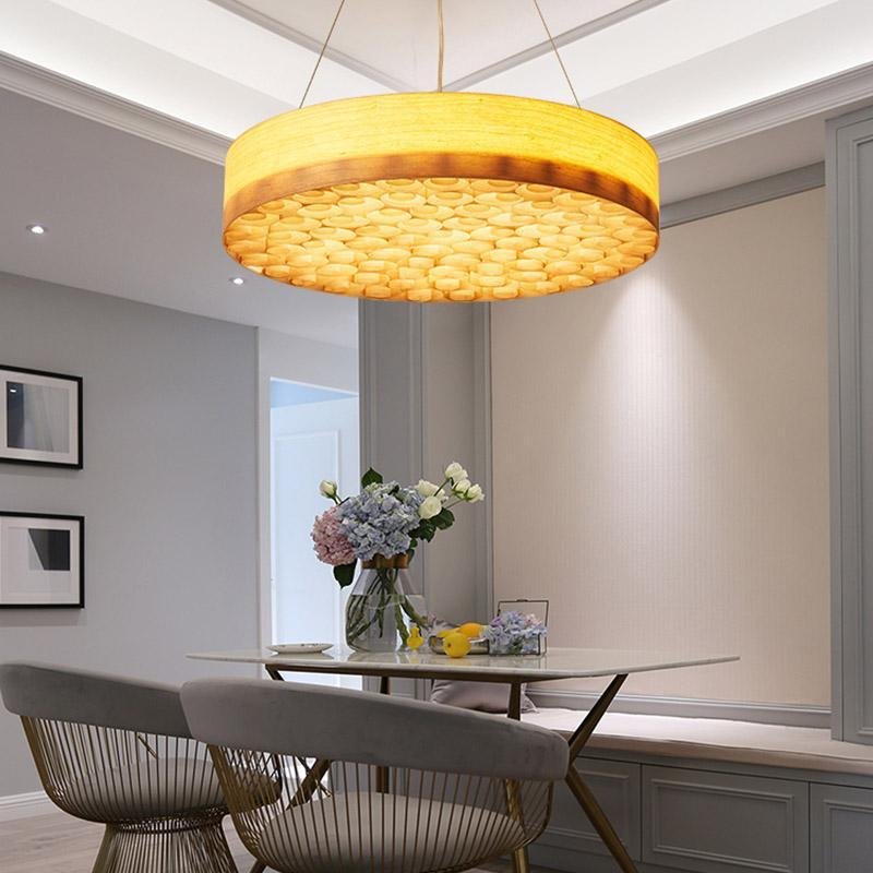 24'' Large Burlywood Drum Pendant Ceiling Light
