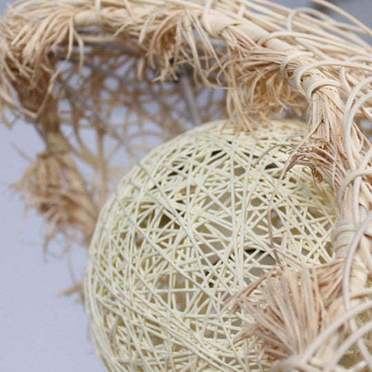 Moon-Shaped Wicker Rattan Pendant Light – Farmhouse Dining Room Ceiling Fixture