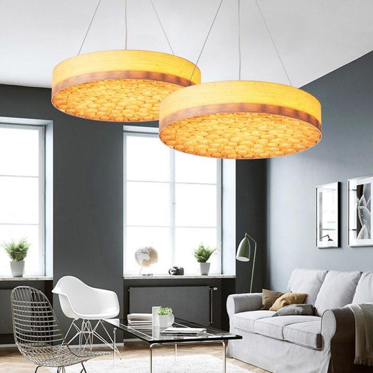 24'' Large Burlywood Drum Pendant Ceiling Light