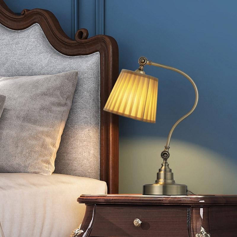 Industrial Empire-Style Metal Desk Lamp with Curved Arm