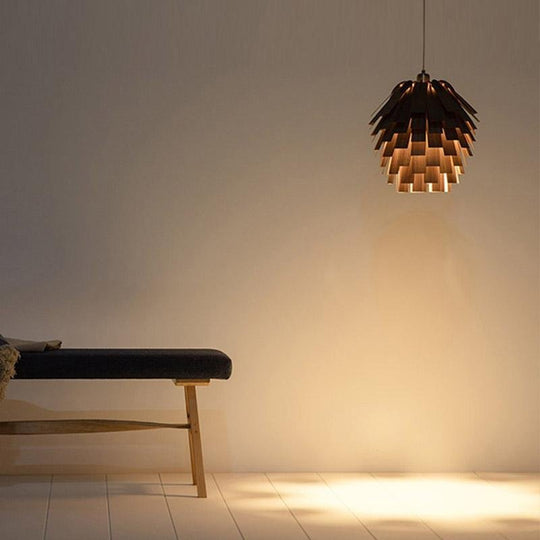 16'' Artistic Artichoke Wood Rustic Pendant Light