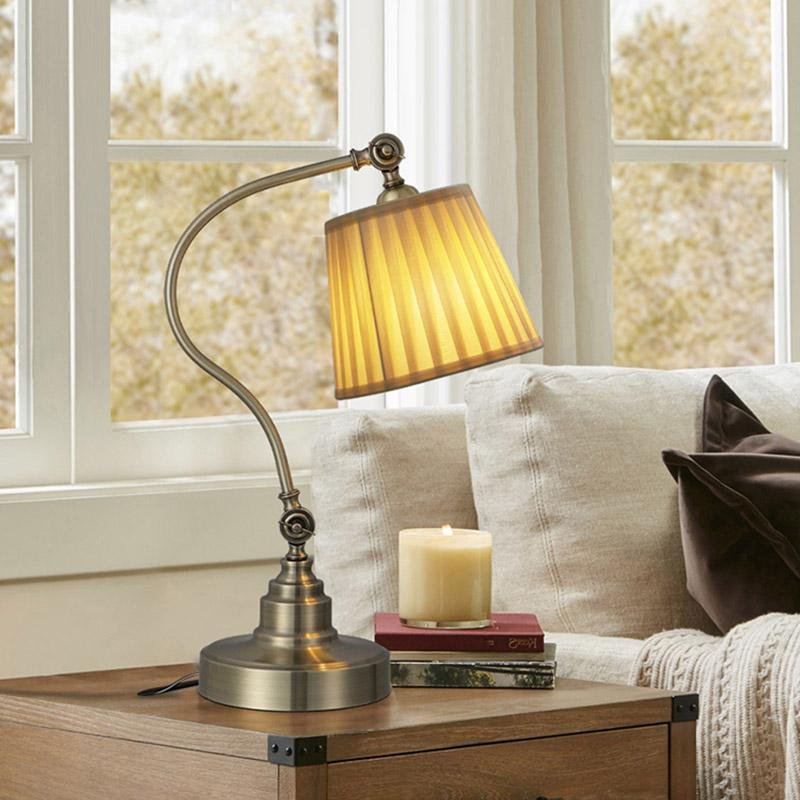 Industrial Empire-Style Metal Desk Lamp with Curved Arm