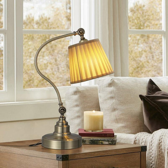 Industrial Empire-Style Metal Desk Lamp with Curved Arm