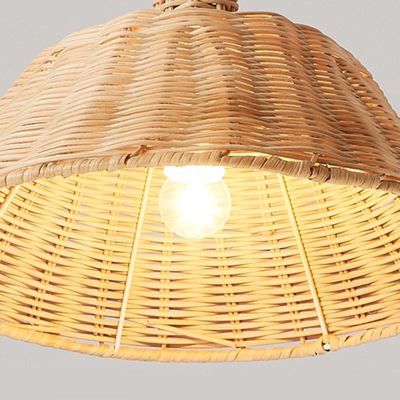 Wide Bell Shaped Bamboo Farmhouse Pendant Ceiling Light