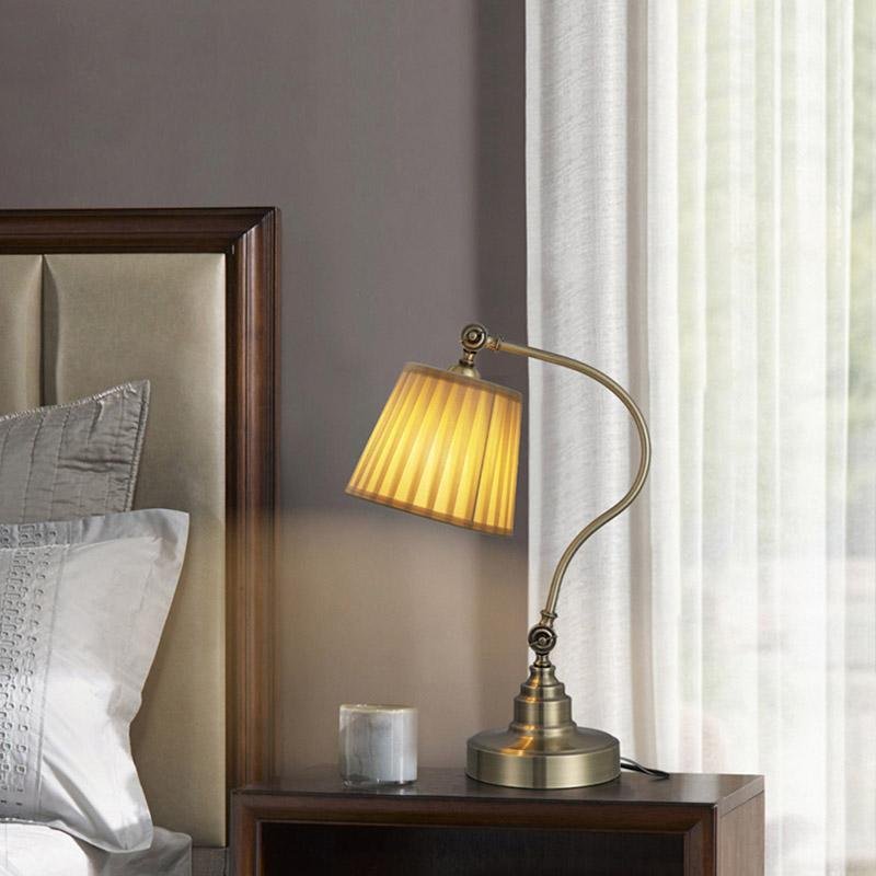 Industrial Empire-Style Metal Desk Lamp with Curved Arm