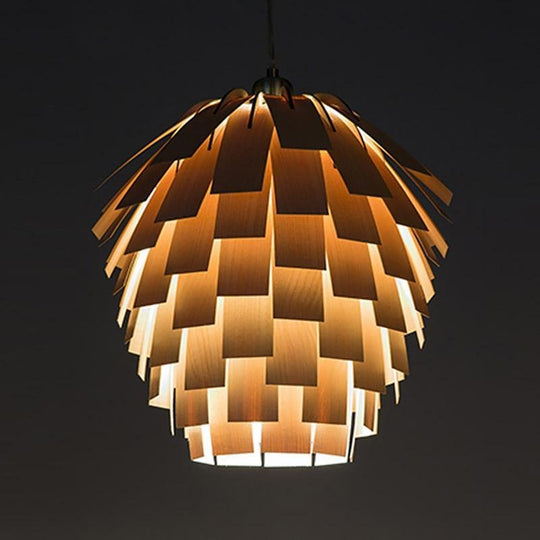 16'' Artistic Artichoke Wood Rustic Pendant Light